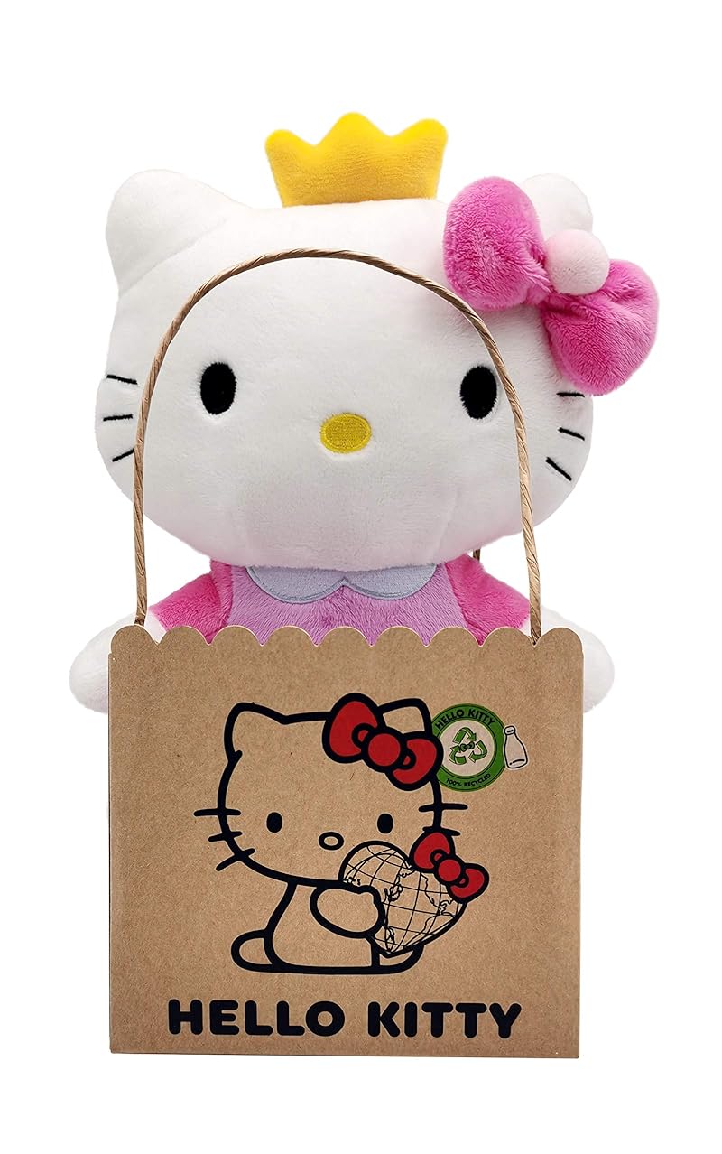 Hello Kitty - Princess Eco Plüsch 24 cm in wiederverwendbarem Kartontäschchen - der Plüsch ist aus 100% aus PET Flaschen recyceltem Material