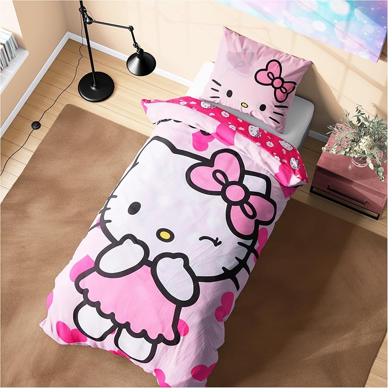 Hello Kitty Bettbezug Set für Mädchen & Teenager, Kinder-bettwäsche 135x200 cm