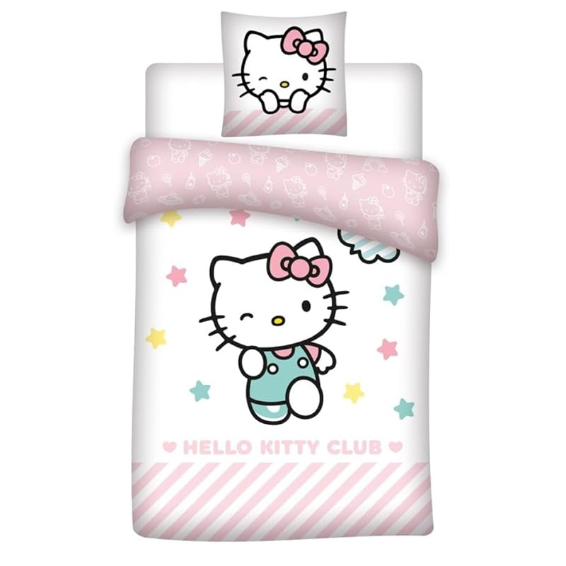 Bettwäsche Hello Kitty Club Rosa, wendbar, Bettbezug 140 x 200 cm + Kissenbezug 65 x 65 cm, 100 % Baumwolle