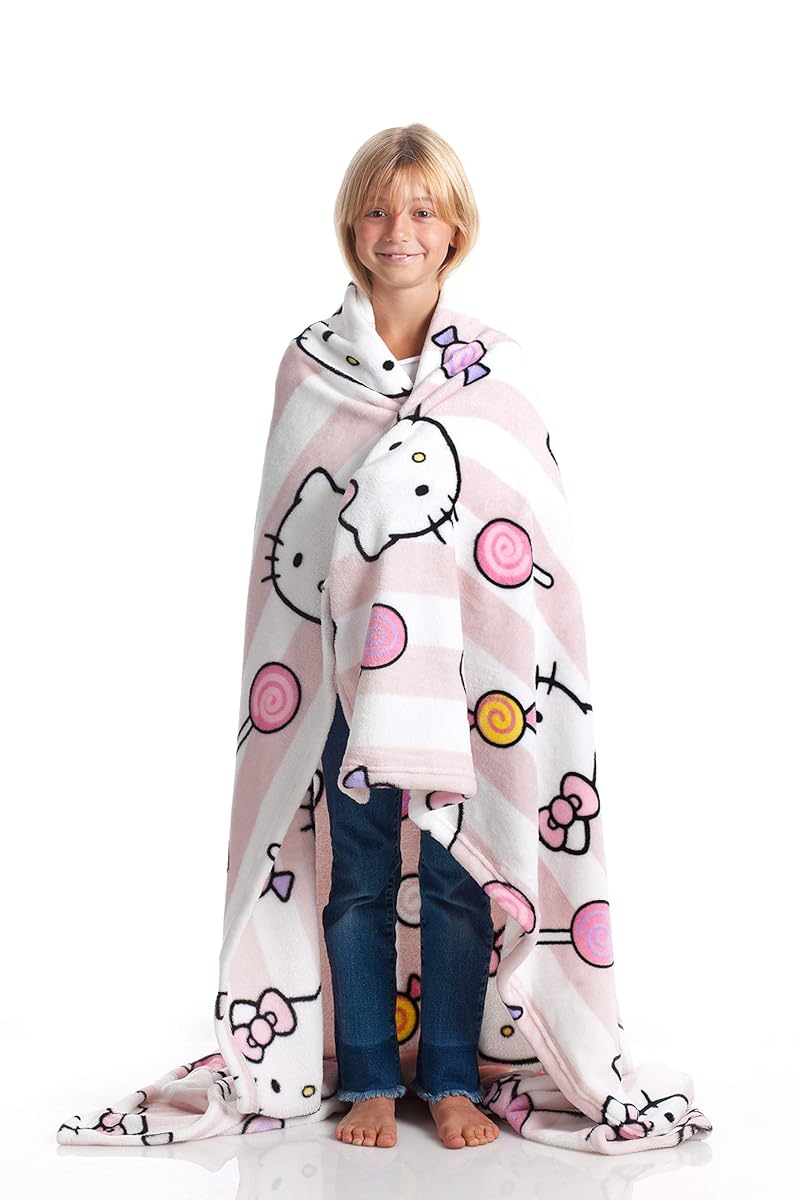 Hello Kitty Tagesdecke, Pinke, weiche Decke 130x170cm, Mikrofaser tagesdecke bettüberwurf oder tagesdecke Sofa. Qualität mit Ökotex-Prüfzertifikat, Sanrio