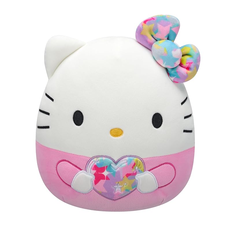 Squishmallows - Hello Kitty Kuscheltier mit Regenbogenherz 25 cm