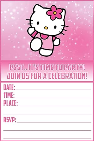 Hello Kitty - 20x Einladungen und Umschläge