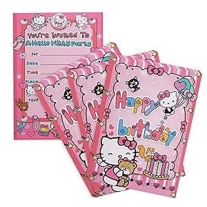 Hello Kitty - 30 Kinder Einladungskarten für Kindergeburtstage